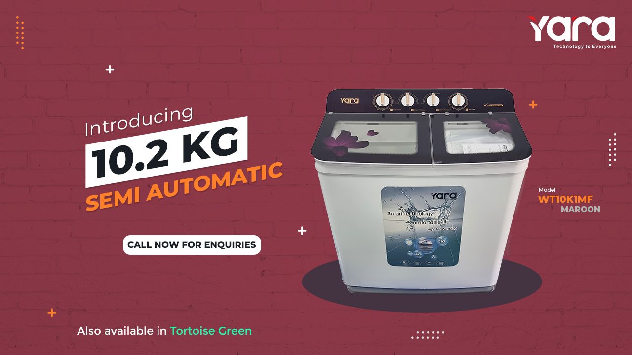 Yara-10.2Kg Semi Automatic Washing Machine