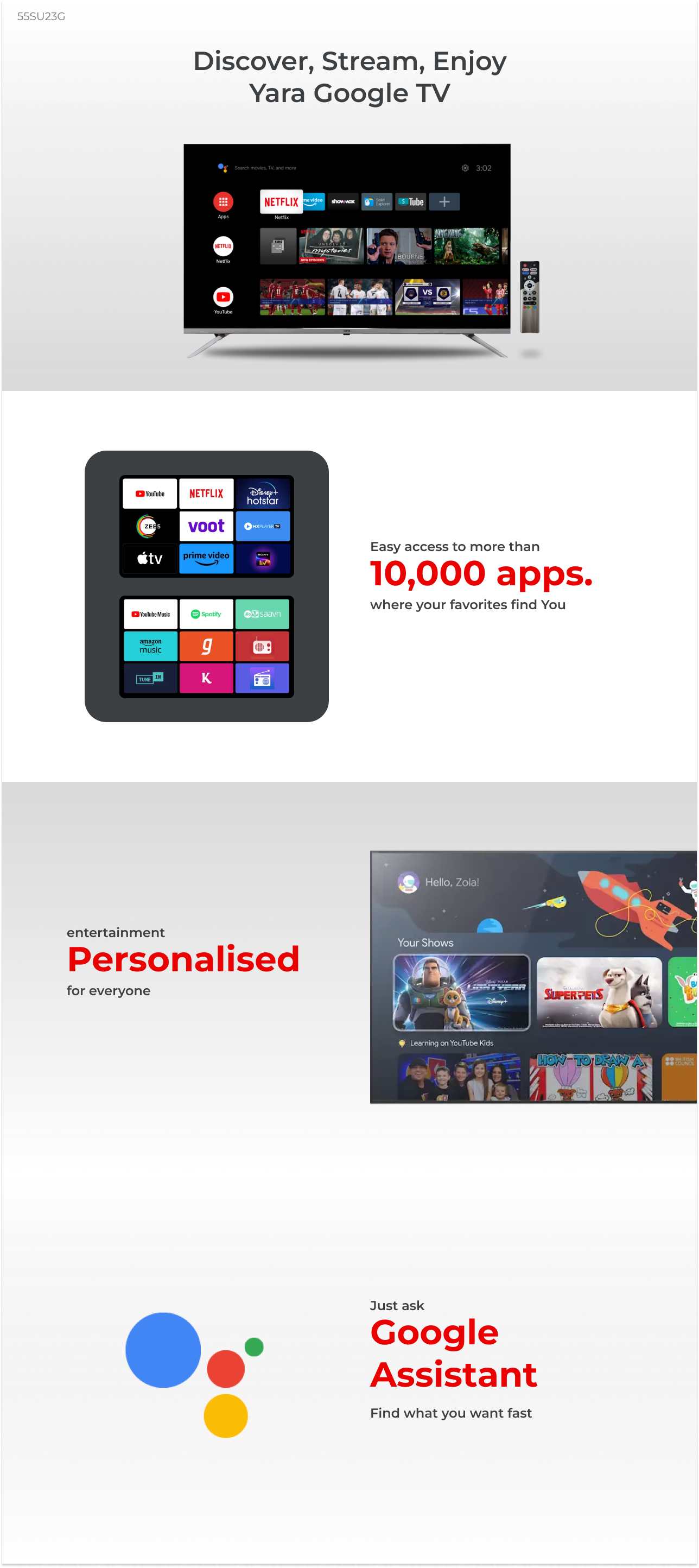 Yara-55"UHD Google Smart TV