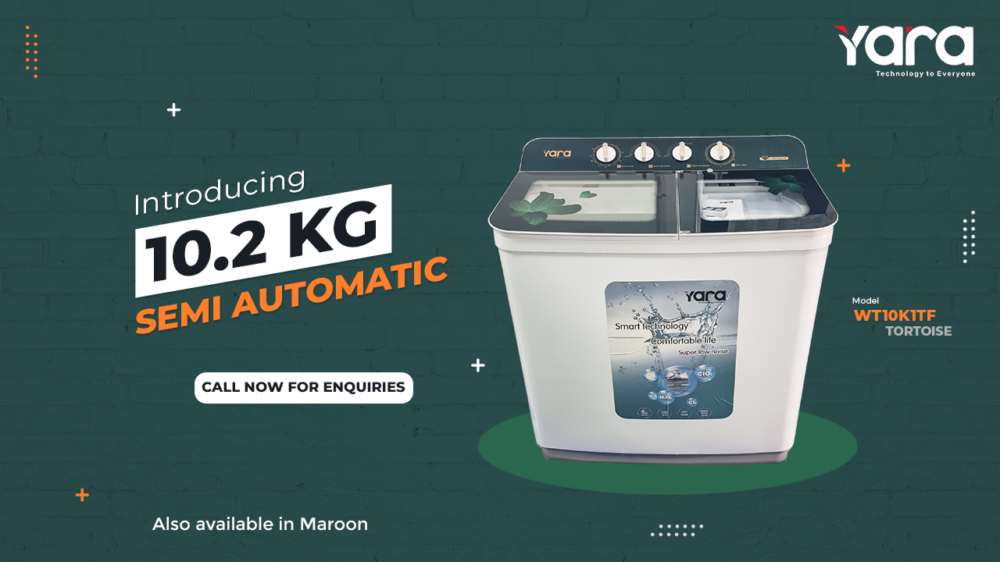 Yara-10.2Kg Semi Automatic Washing Machine